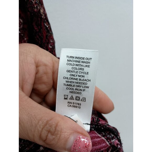 Maurices Womens Blouse Top Size XXL Burgundy Floral Flare Sleeve BOHO Peasant - Picture 7 of 9